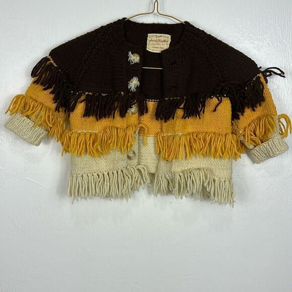 Specially Handmade And Designed By Grandma Reed Colorblock Fringe Cardigan - Picture 1 of 6